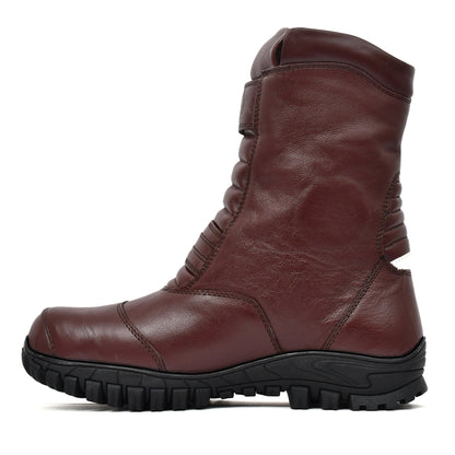 Biker Boots : Waterproof wine leather Rider boots for bikers with Memory foam footpad.