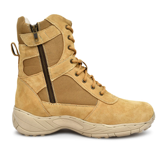 Air Force Uniform Boots : 9 Inches Beige Suede leather Air Force boots for officers with Memory foam footpad.