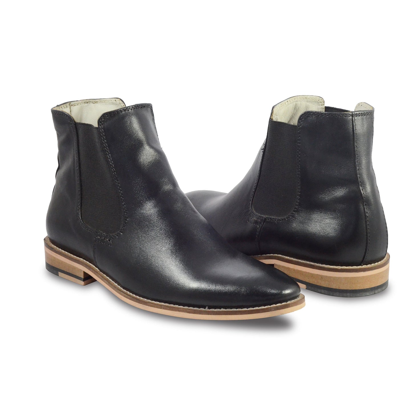 Chelsea Boots : Genuine Black  leather Chelsea Boots with Memory foam footpad. Article : Chelsea01
