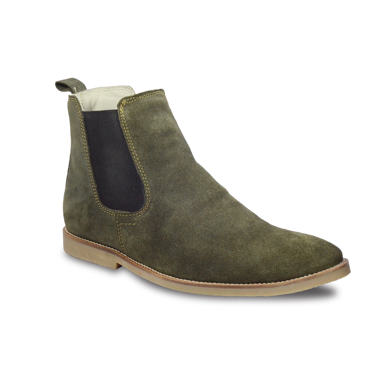 Chelsea Boots : Genuine Olive Green Suede leather Chelsea Boots with Memory foam footpad. Article : Chelsea10