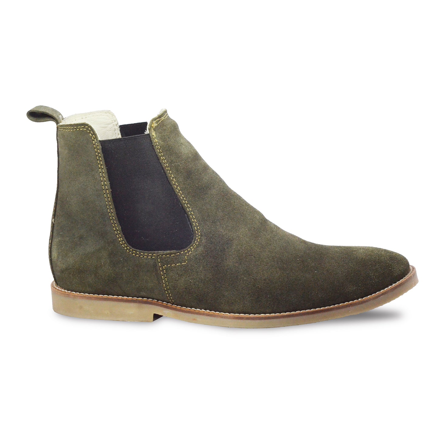 Chelsea Boots : Genuine Olive Green Suede leather Chelsea Boots with Memory foam footpad. Article : Chelsea10