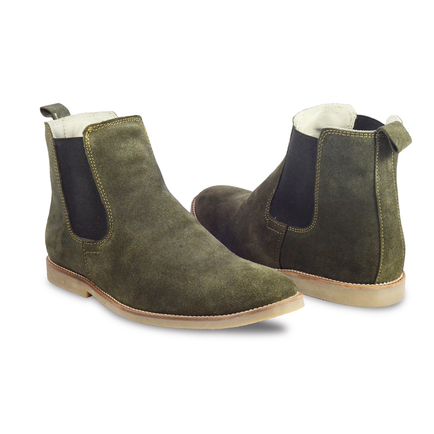 Chelsea Boots : Genuine Olive Green Suede leather Chelsea Boots with Memory foam footpad. Article : Chelsea10