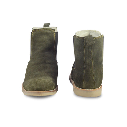 Chelsea Boots : Genuine Olive Green Suede leather Chelsea Boots with Memory foam footpad. Article : Chelsea10
