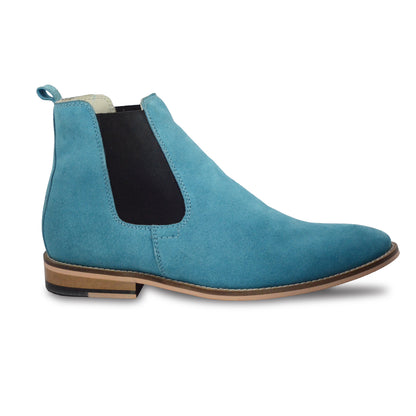 Chelsea Boots : Genuine Sky blue Suede leather Chelsea Boots with Memory foam footpad. Article : Chelsea06