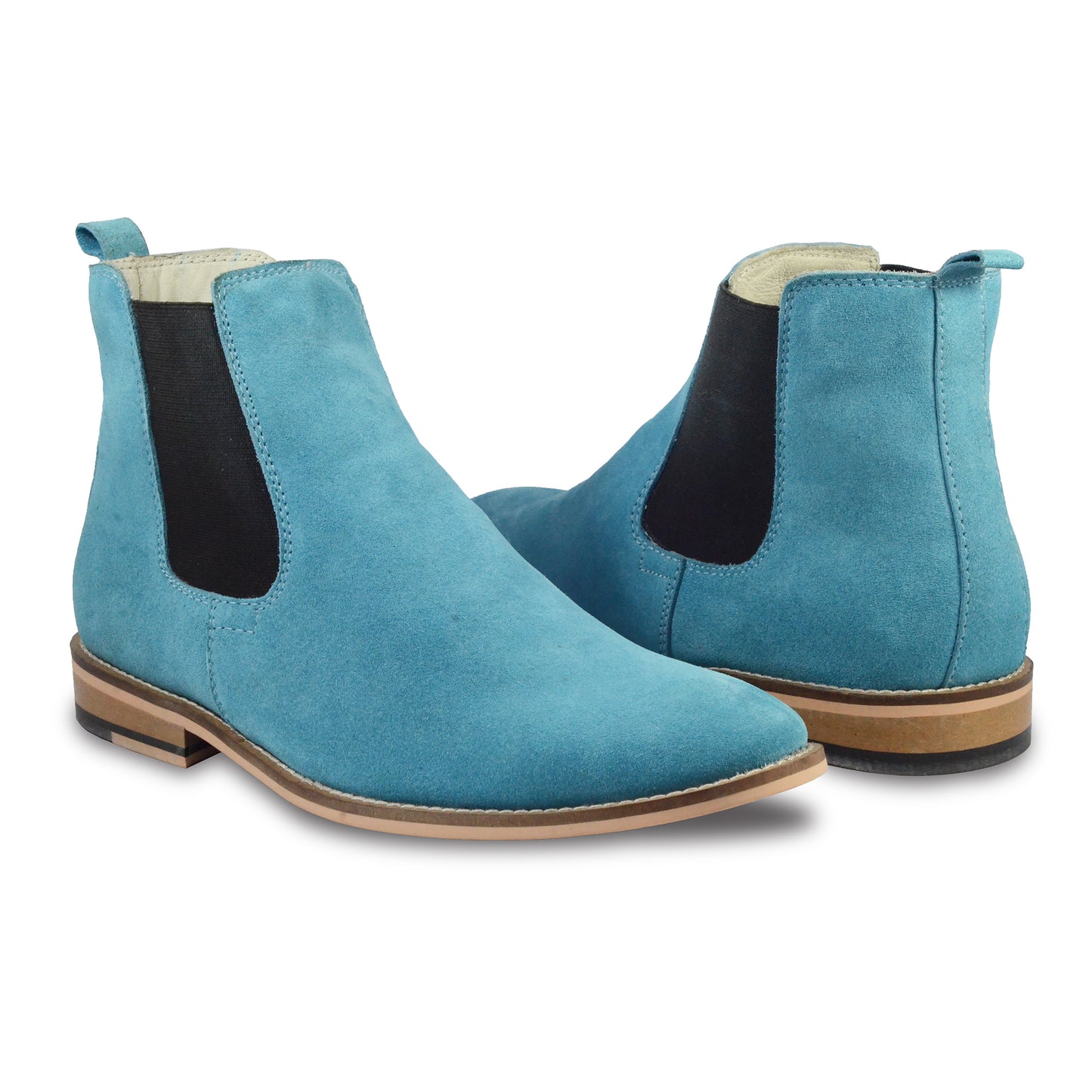 Chelsea Boots : Genuine Sky blue Suede leather Chelsea Boots with Memory foam footpad. Article : Chelsea06
