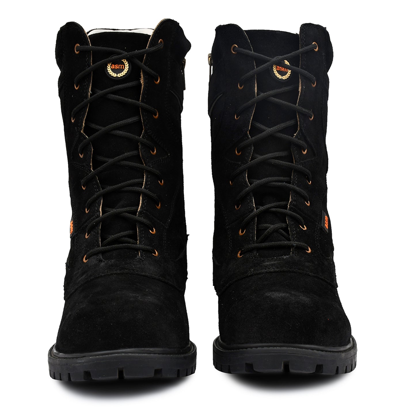 Biker Boots : Black Suede leather Rider boots for bikers with & Memory foam footpad.