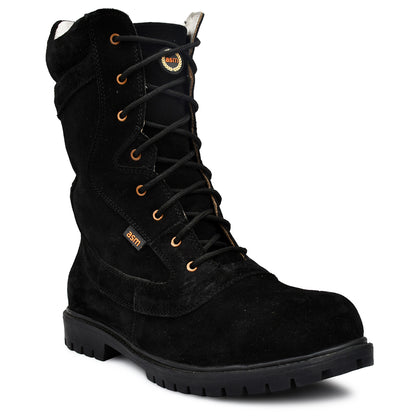 Biker Boots : Black Suede leather Rider boots for bikers with & Memory foam footpad.