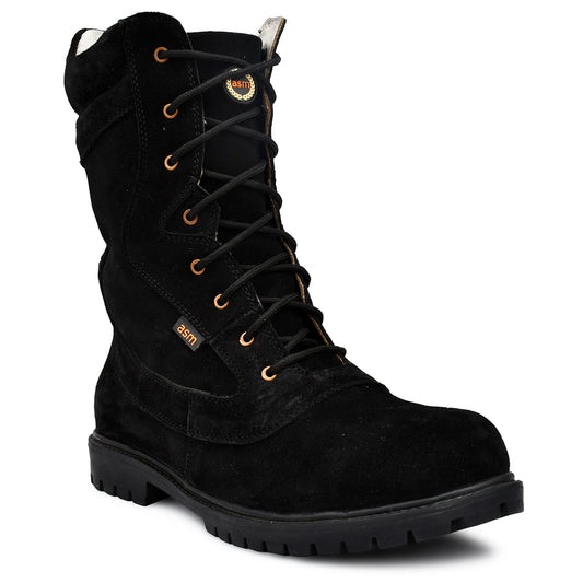 Biker Boots : Black Suede leather Rider boots for bikers with & Memory foam footpad.