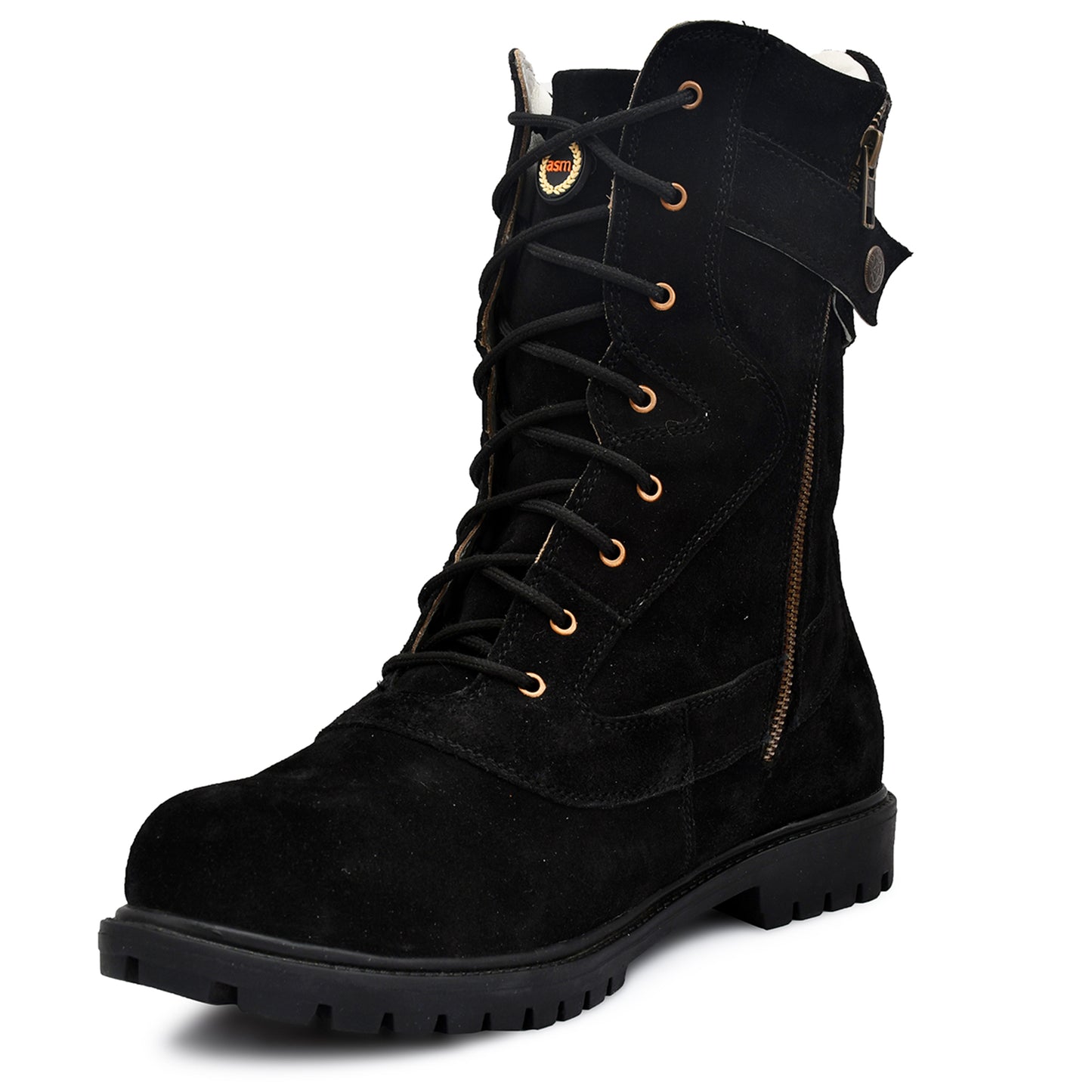Biker Boots : Black Suede leather Rider boots for bikers with & Memory foam footpad.