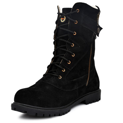 Biker Boots : Black Suede leather Rider boots for bikers with & Memory foam footpad.