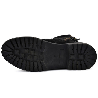 Biker Boots : Black Suede leather Rider boots for bikers with & Memory foam footpad.