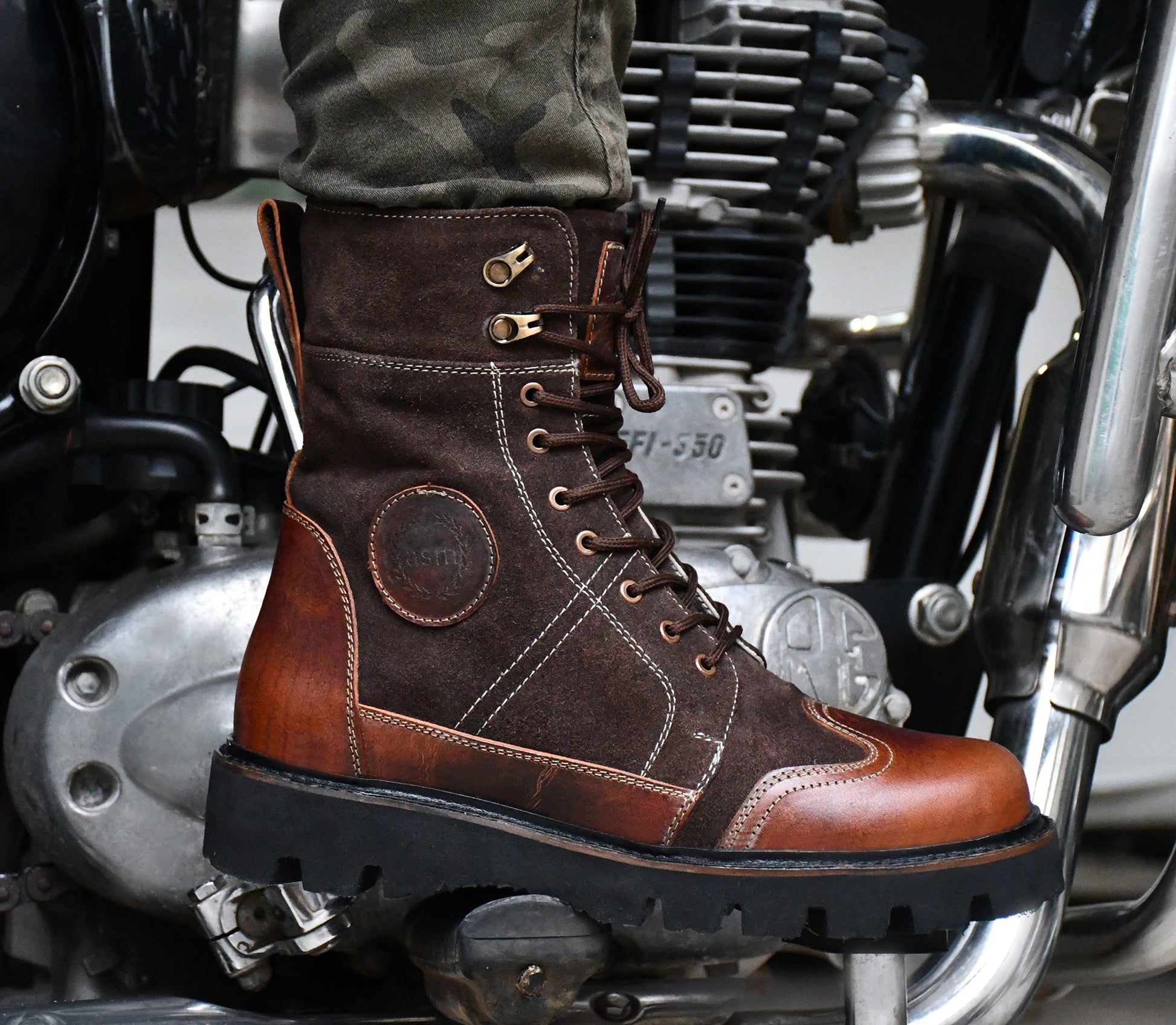 Rider Boots : Urban Rugged & Suede Brown  leather boots for bikers with EVA Sole.