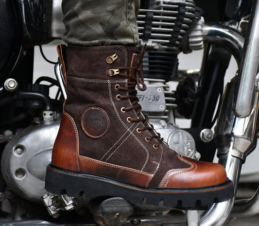Rider Boots : Urban Rugged & Suede Brown  leather boots for bikers with EVA Sole.