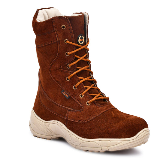 Biker Boots : Tan Suede leather Rider boots for bikers with Side chain & Memory foam footpad.