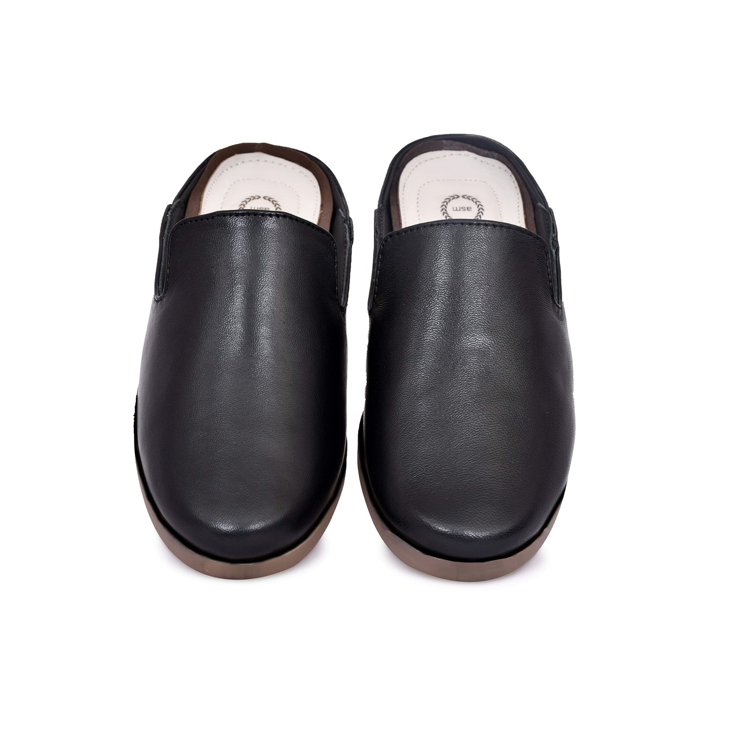 Mules : Black leather Mules with Memory foam footpad. Article : Mule01