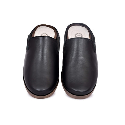 Mules : Black leather Mules with Memory foam footpad. Article : Mule01