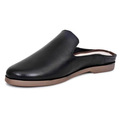 Mules : Black leather Mules with Memory foam footpad. Article : Mule01