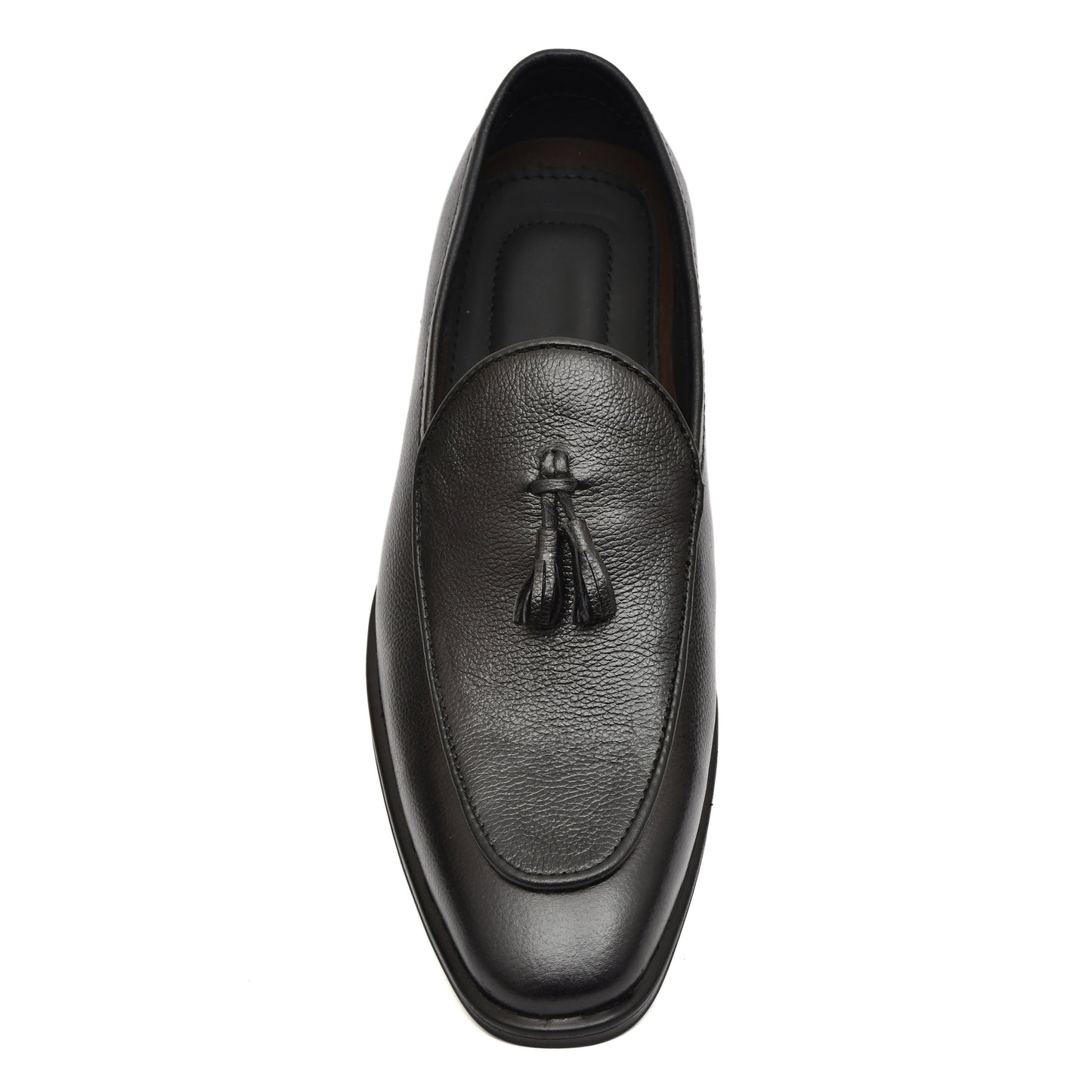Penny loafers :  Black leather Penny loafer with Tassel & Memory foam footpad. Article : Al108T-Black