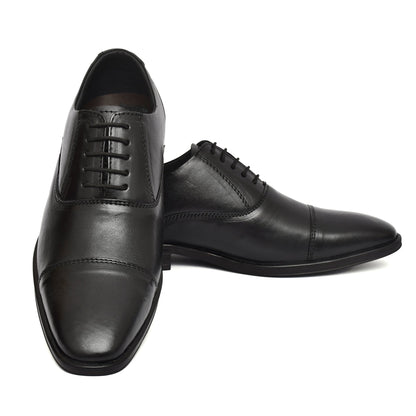 Oxford Shoes : Black Leather Oxford Shoes for men with Memory foam footpad. Article : AL-110Black