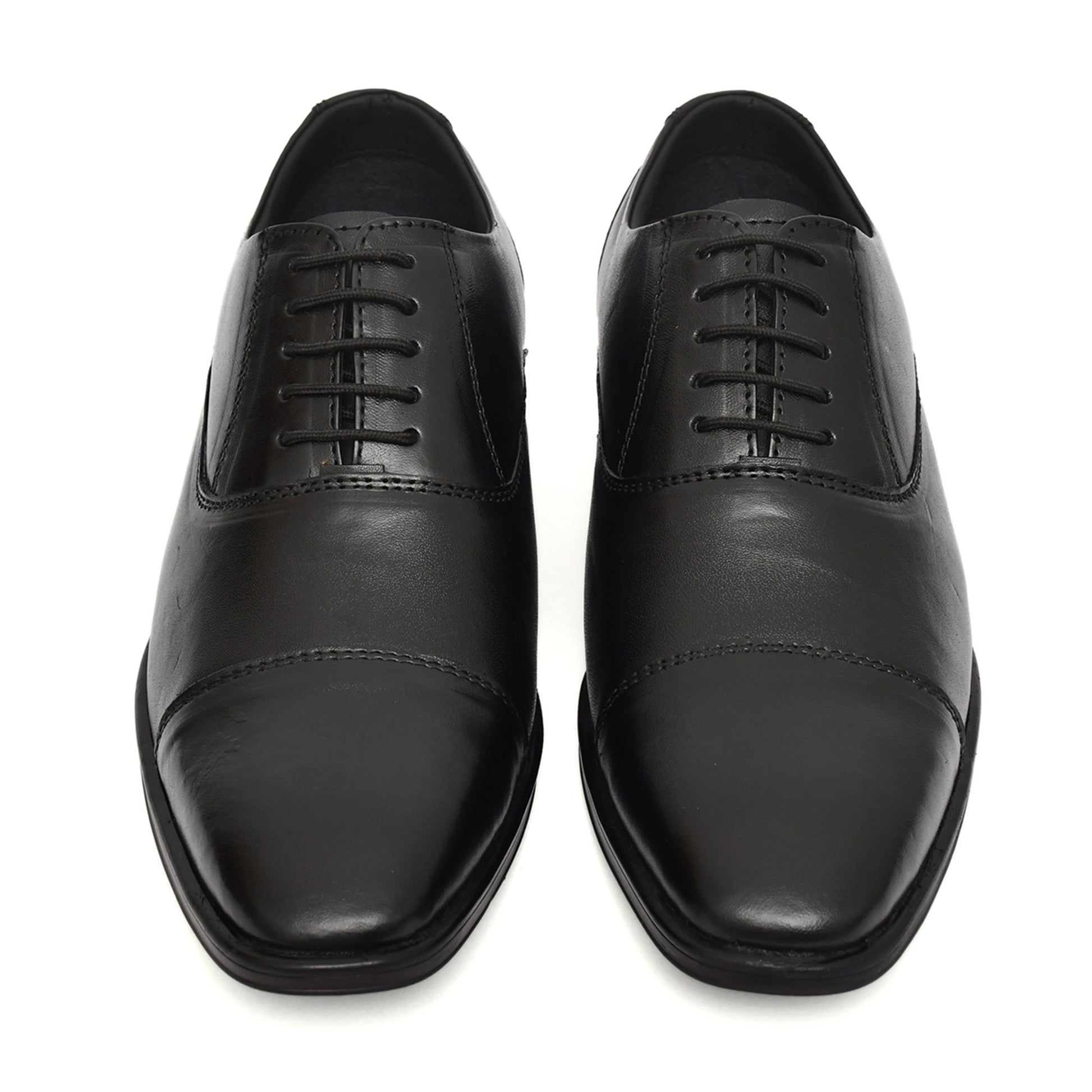 Oxford Shoes : Black Leather Oxford Shoes for men with Memory foam footpad. Article : AL-110Black