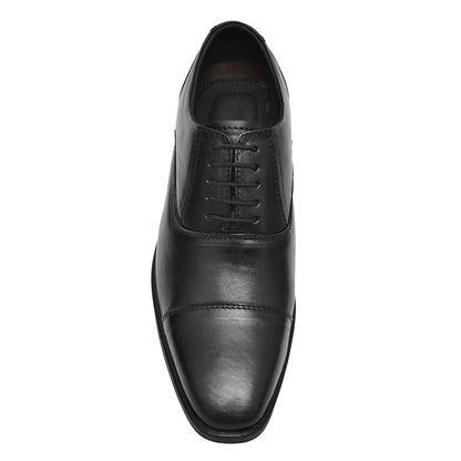 Oxford Shoes : Black Leather Oxford Shoes for men with Memory foam footpad. Article : AL-110Black