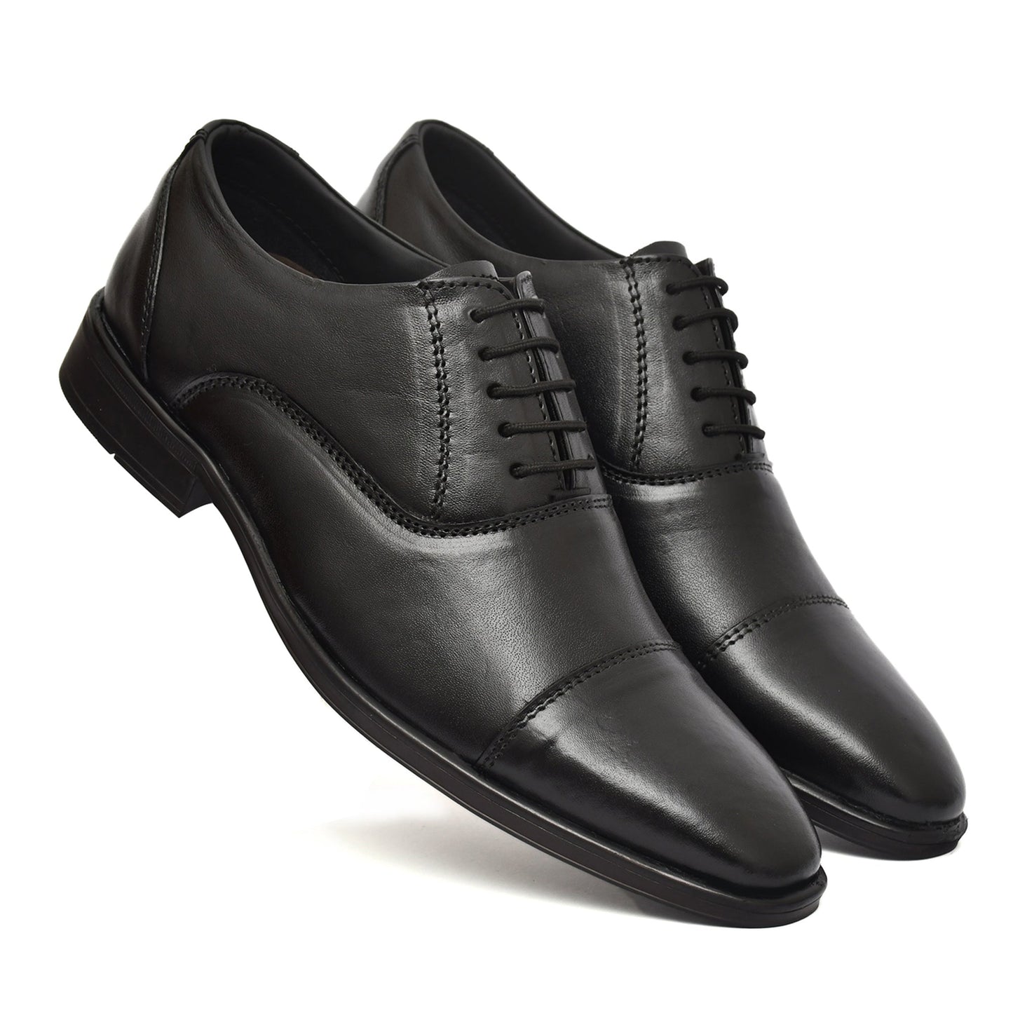 Oxford Shoes : Black Leather Oxford Shoes for men with Memory foam footpad. Article : AL-110Black