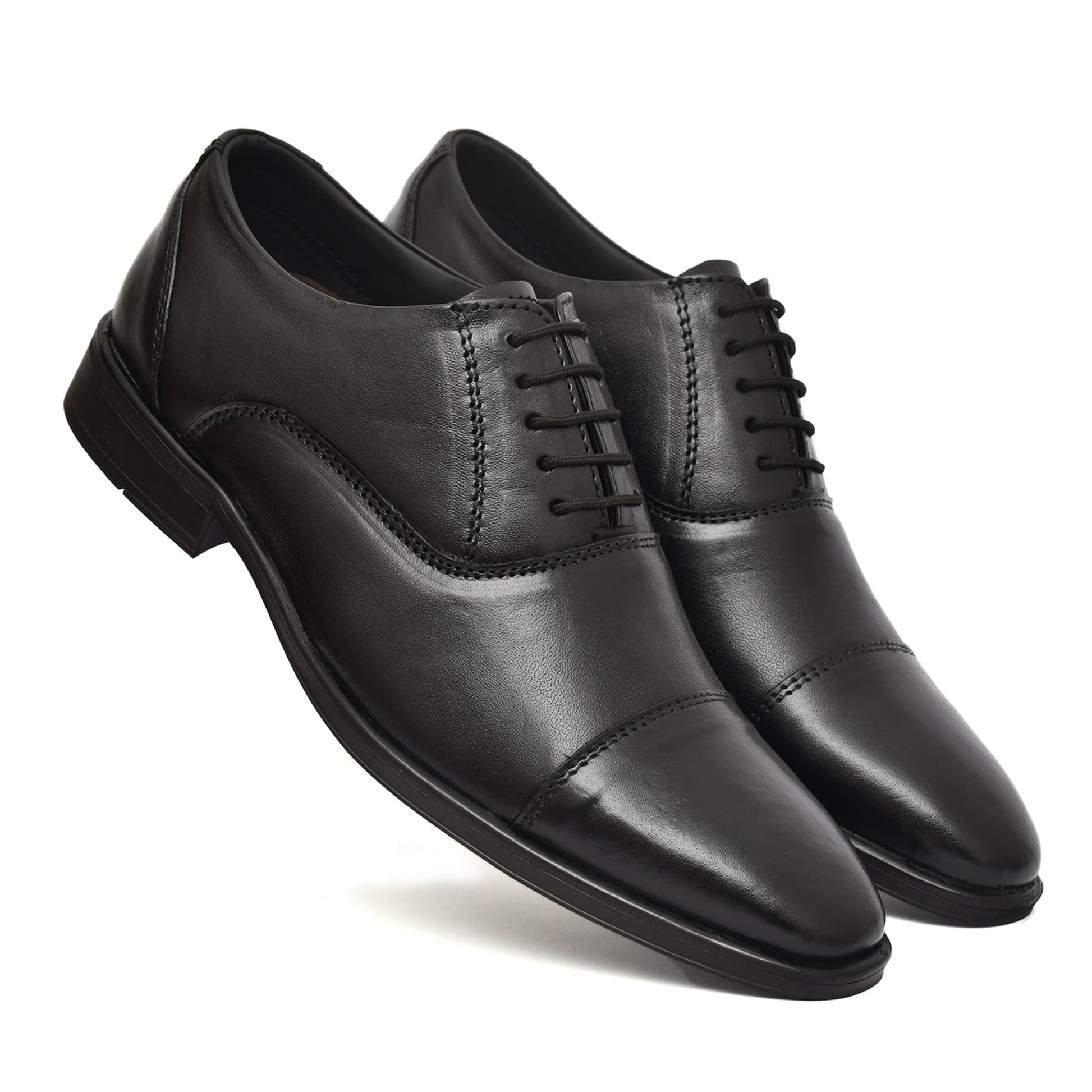 Oxford Shoes : Black Leather Oxford Shoes for men with Memory foam footpad. Article : AL-110Black