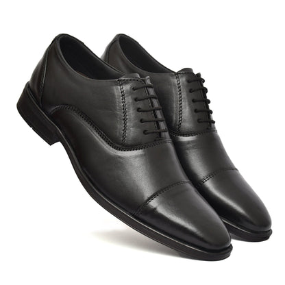 Oxford Shoes : Black Leather Oxford Shoes for men with Memory foam footpad. Article : AL-110Black