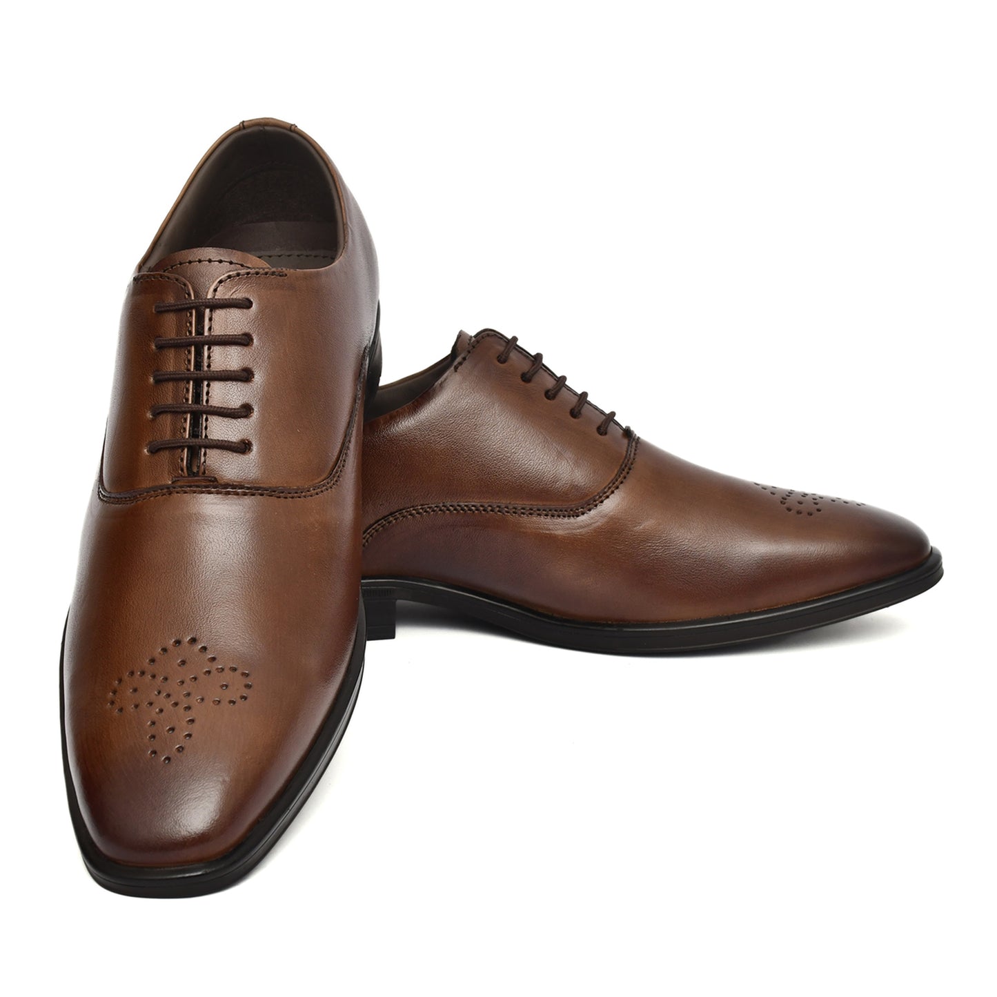 Derby Shoes : Tan Leather Derby Shoes for men with Memory foam footpad. Article : AL-02Brown