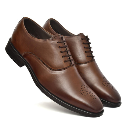 Derby Shoes : Tan Leather Derby Shoes for men with Memory foam footpad. Article : AL-02Brown