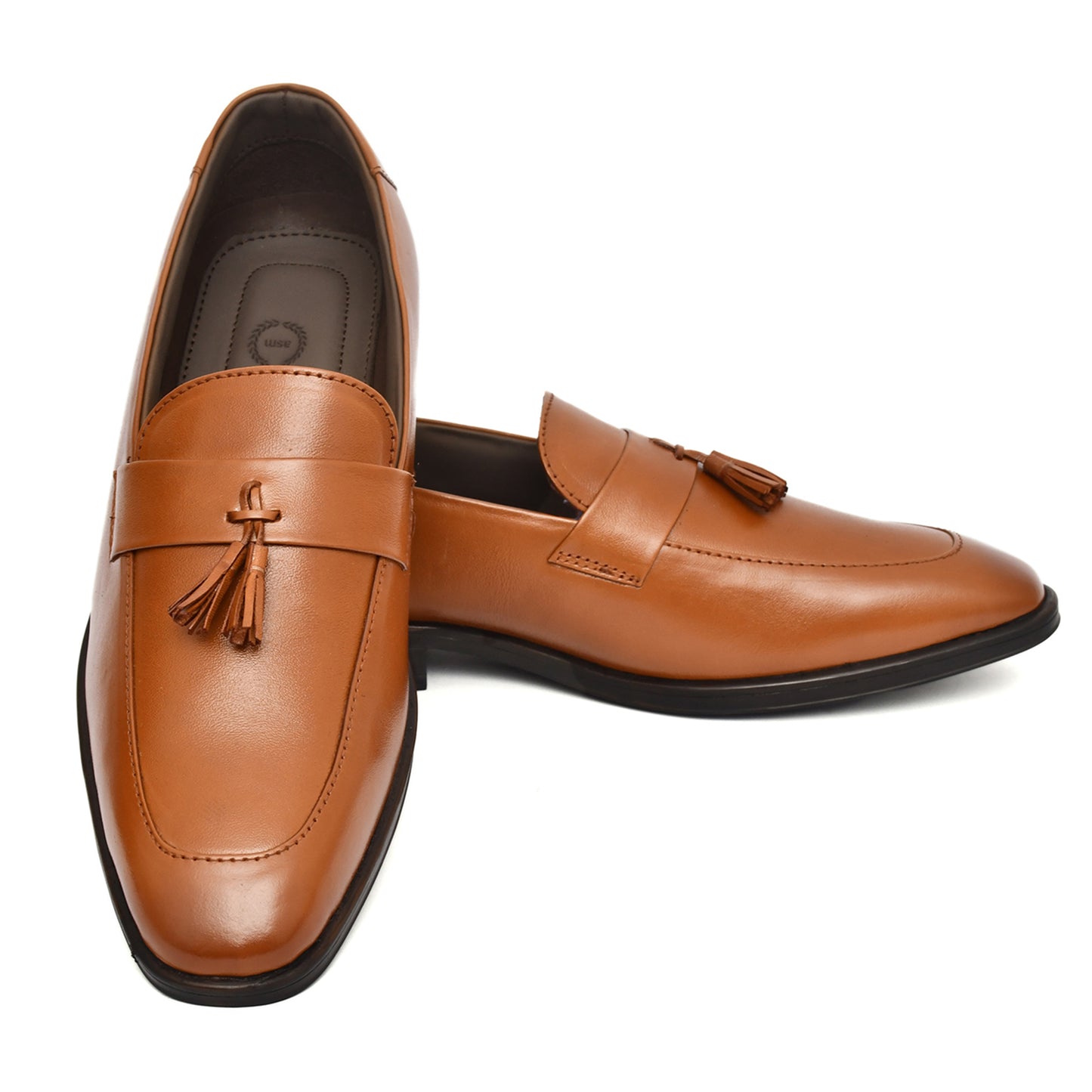 Penny loafers :  Tan leather Penny loafer with Tassel & Memory foam footpad. Article : Al107T-Tan