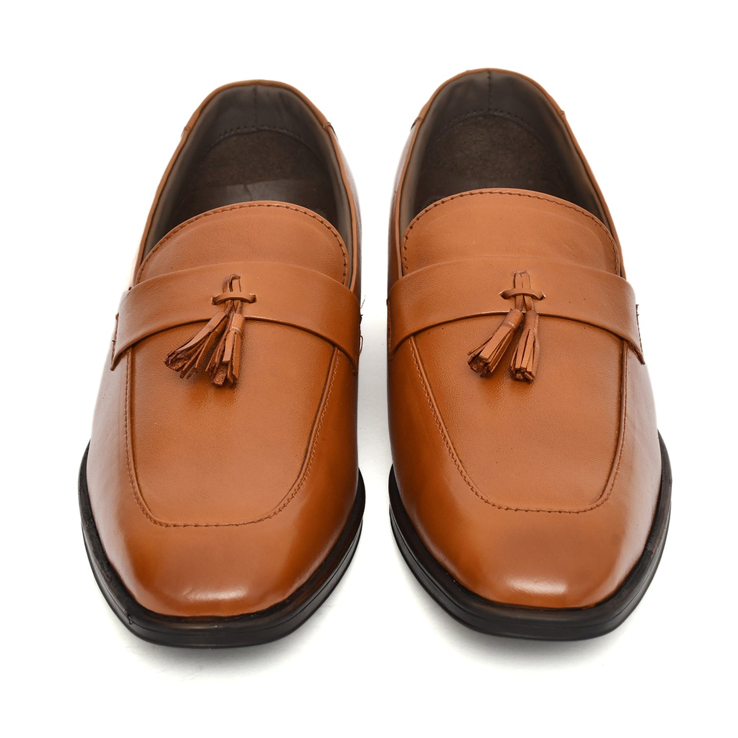 Penny loafers :  Tan leather Penny loafer with Tassel & Memory foam footpad. Article : Al107T-Tan