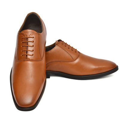 Derby Shoes : Tan Leather Derby Shoes for men with Memory foam footpad. Article: AL04-Tan