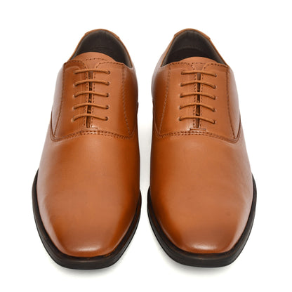 Derby Shoes : Tan Leather Derby Shoes for men with Memory foam footpad. Article: AL04-Tan