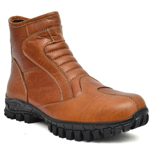 Biker Boots : Tan  Rugged leather Rider boots for bikers with Steel toe.