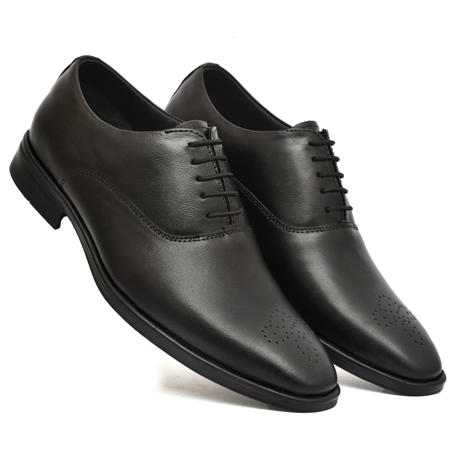 Derby Shoes : Black leather Derby Shoes for men with Memory foam footpad. Article : AL02-Black
