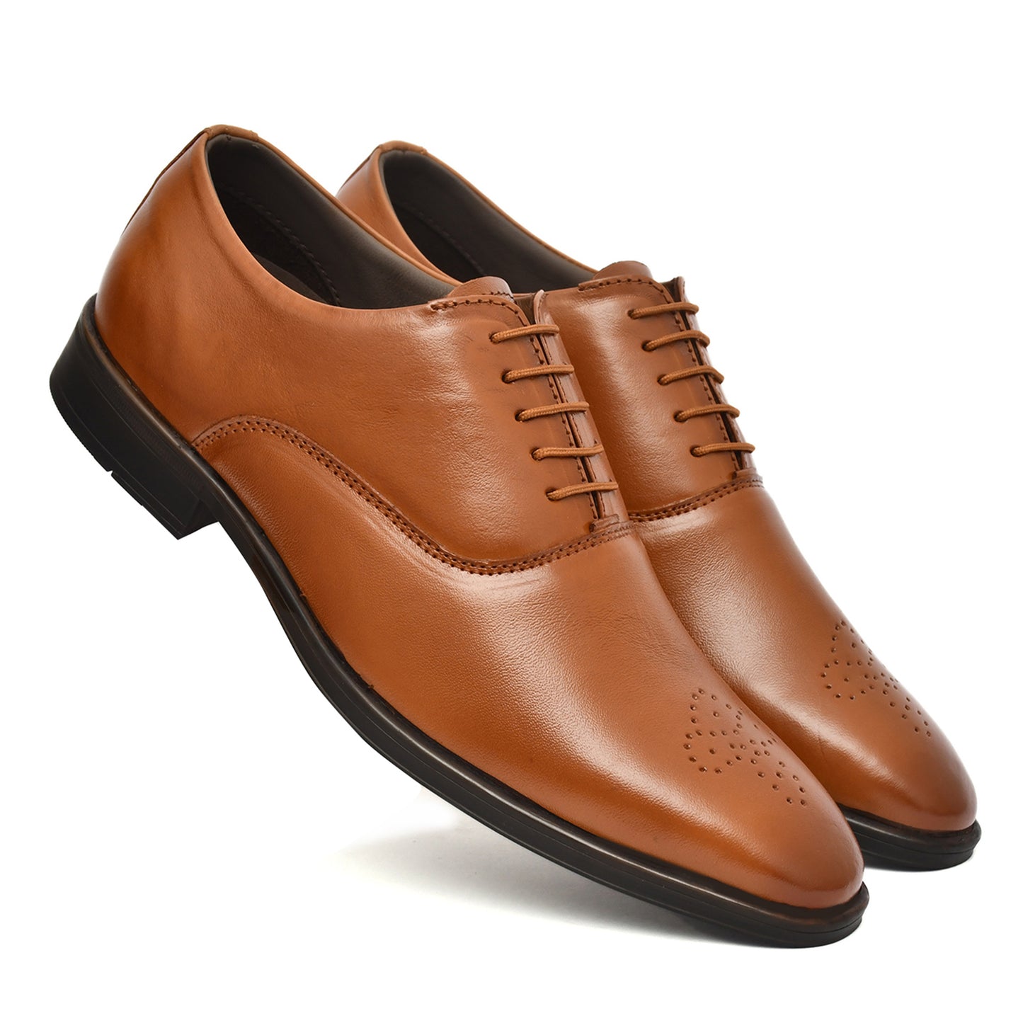 Derby Shoes : Leather Derby Shoes for men with Memory foam footpad. Article : AL02-Tan