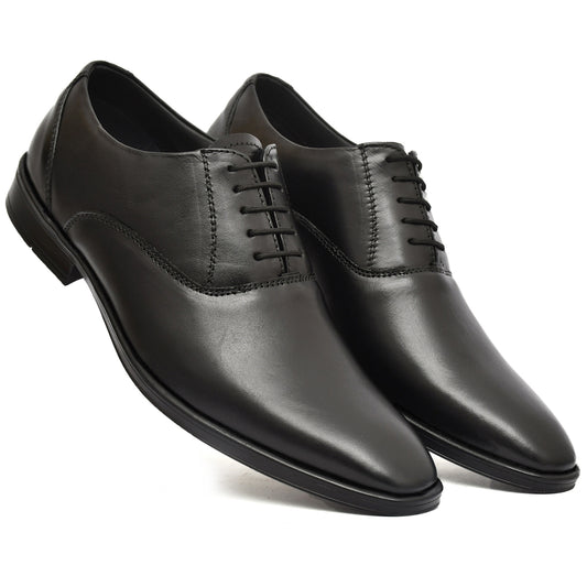 Derby Shoes : Leather Derby Shoes for men with Memory foam footpad. Article : AL04-Black
