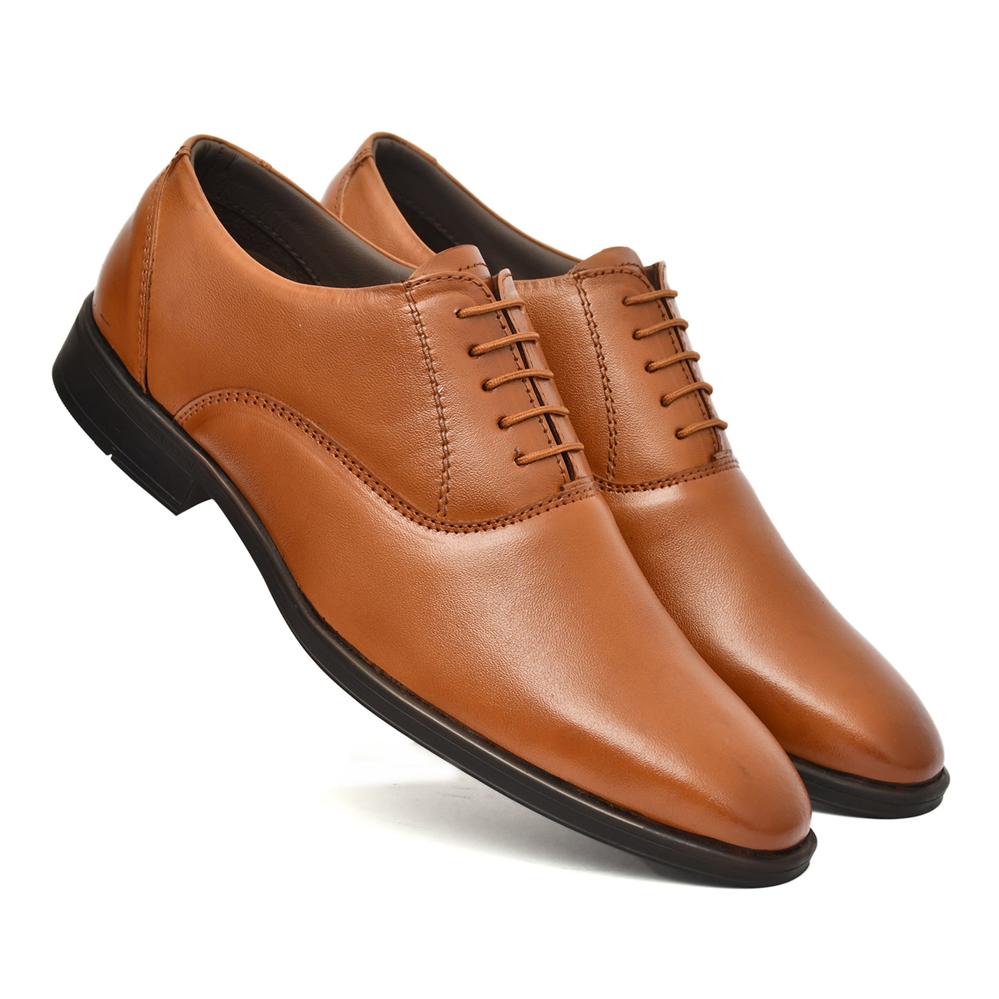 Derby Shoes : Tan Leather Derby Shoes for men with Memory foam footpad. Article: AL04-Tan