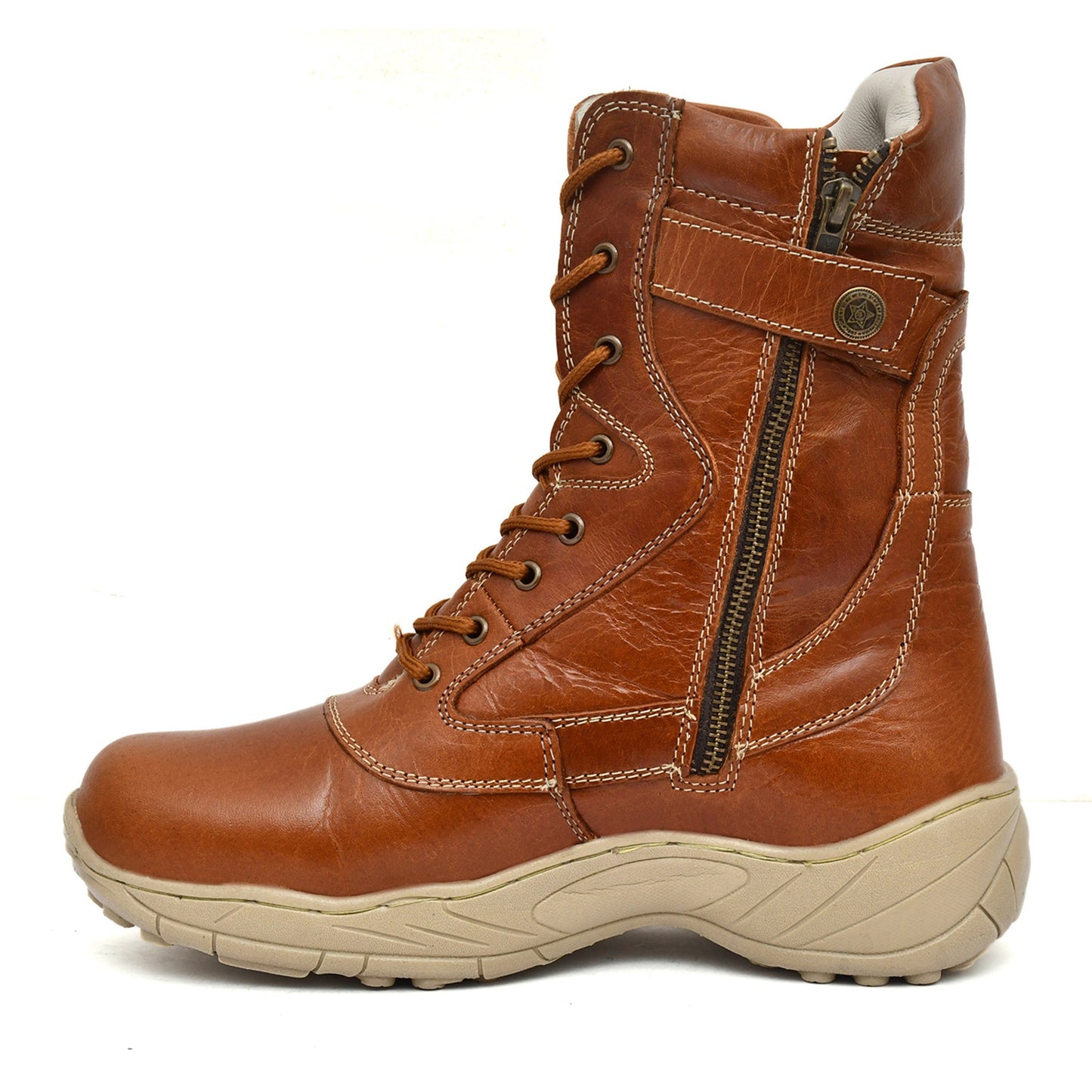 Biker Boots : Tan leather Rider boots for bikers with Steel toe.