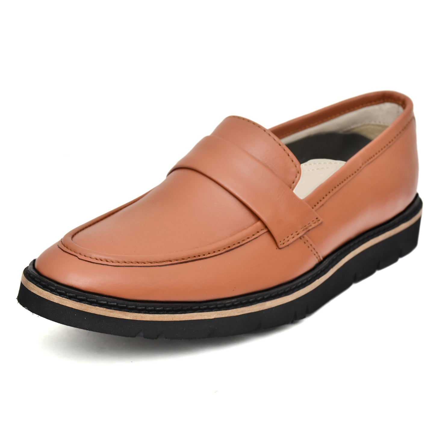 Penny loafers :  Tan leather Penny loafer Memory foam footpad. Article : 107PE-Tan