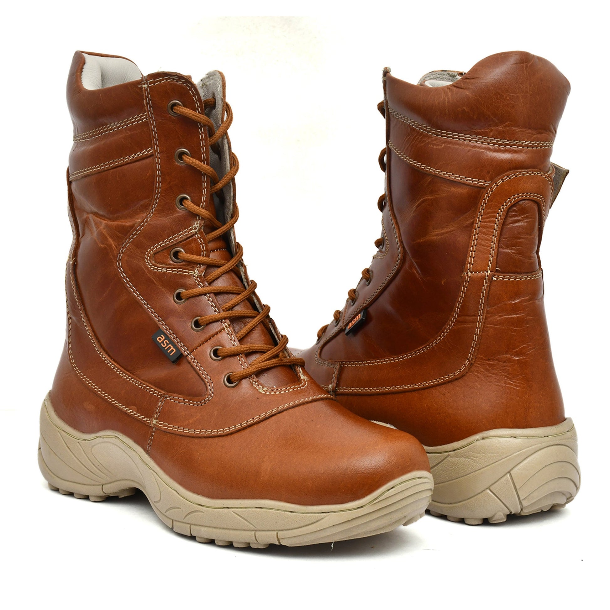 Biker Boots : Tan leather Rider boots for bikers with Steel toe.