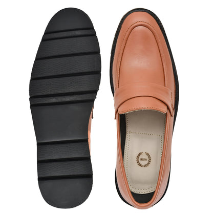 Penny loafers :  Tan leather Penny loafer Memory foam footpad. Article : 107PE-Tan