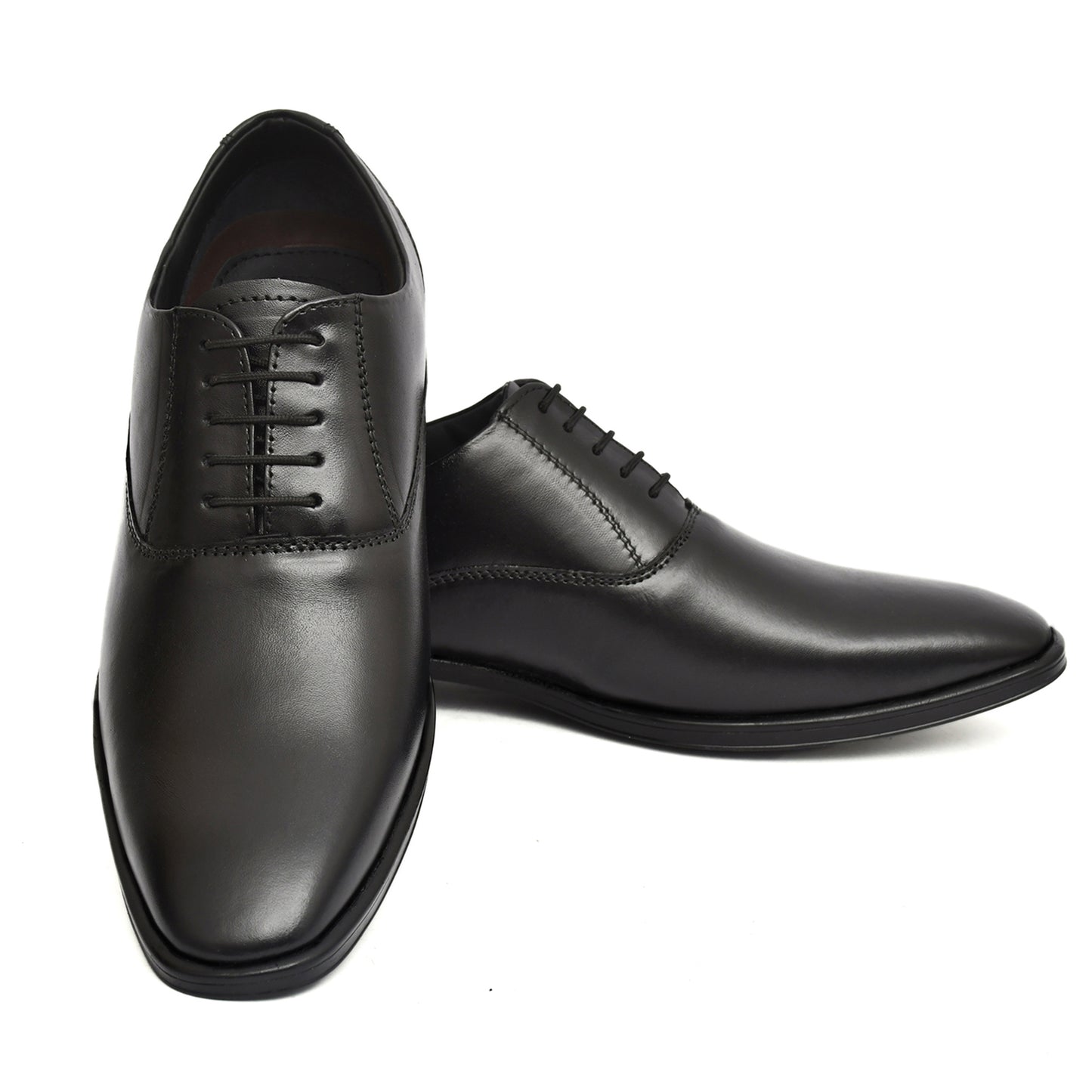 Derby Shoes : Leather Derby Shoes for men with Memory foam footpad. Article : AL04-Black