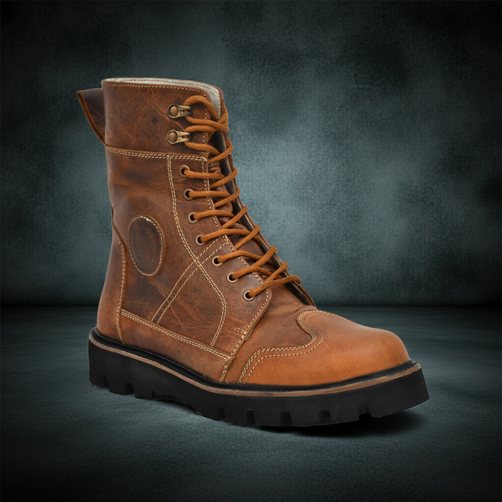 Elevator Boots : 3.5″ Inches Hidden Height Increasing Brown Rugged leather Boots.