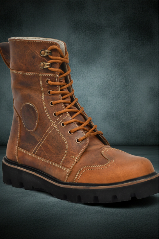 Elevator Boots : 3.5″ Inches Hidden Height Increasing Brown Rugged leather Boots.