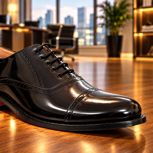 Elevator Shoes : 3″ Inches Hidden Height Increasing Black Leather Oxford Shoes. - Agra Shoe Mart