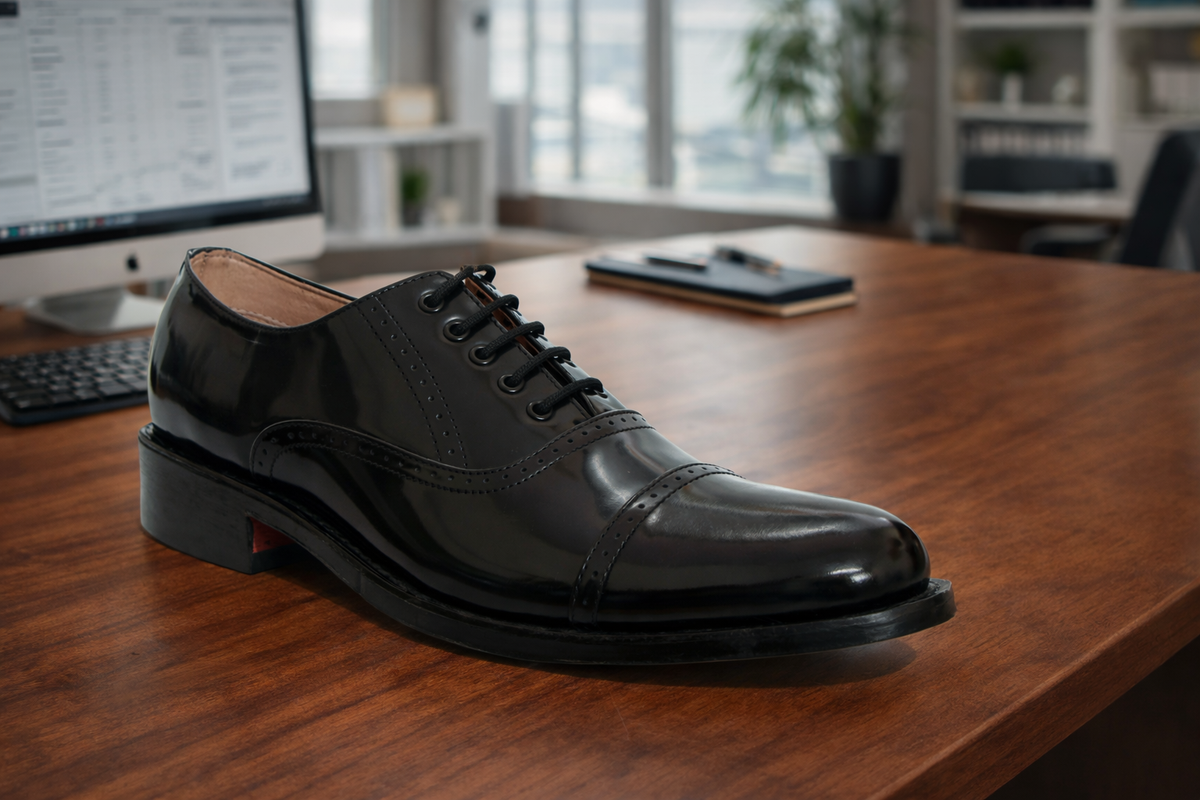 Elevator Shoes : 3″ Inches Hidden Height Increasing Black Leather Oxford Shoes. - Agra Shoe Mart