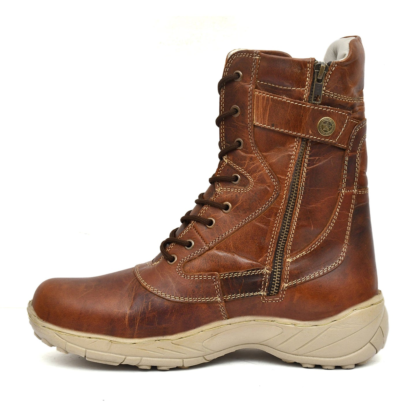 Biker Boots : Brown leather Rider boots for bikers with Steel toe.
