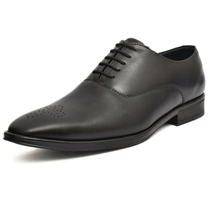 Derby Shoes : Black leather Derby Shoes for men with Memory foam footpad. Article : AL02-Black